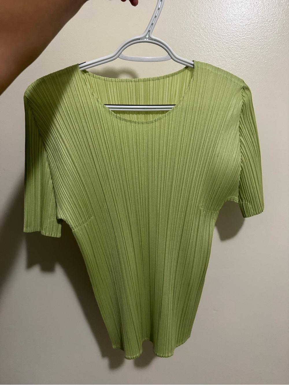 Issey Miyake Pleats Please Short Sleeve Top in Melon Green